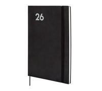 Finocam Mara Agenda 2026 avec vue hebdomadaire verticale de janvier à décembre (12 mois), avec élastique et bande à points, couverture souple Mara, noir, catalan