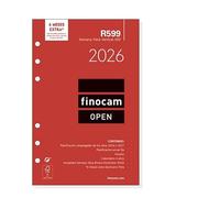 Finocam Recharge agenda Open 2026 2 jours par page | Janvier - Décembre (12 mois) | Recharge annuelle agenda R597 avec 6 trous - Espagnol