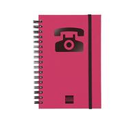Finocam - Répertoire téléphonique à double spirale fermé par un élastique | 48 pages | Petit répertoire téléphonique Reliure à double spirale 10 x 15 cm - couleur Magenta