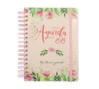 Finocam The Flower Journal Agenda annuel 2026 1 jour par page à spirale double couverture rigide Rose catalan