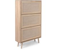 Finori Armoire à chaussures Bali 49A Chêne sonoma/ impression de canne Beige