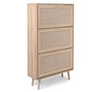 Finori Armoire à chaussures Bali 49A Chêne sonoma/ impression de canne Beige
