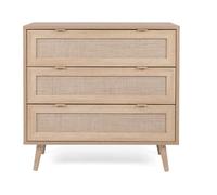 Calicosy Commode Finori Bali 03A - 3 tiroirs L80 cm, impression de canne - Chêne sonoma