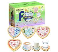 Finsink 4 Kit Mosaïque Adulte DIY Bois Dessous de Verre en Mosaïque Kit Loisirs Créatif Convient comme cadeau d'anniversaire pour les enfants de 5 ans et plus