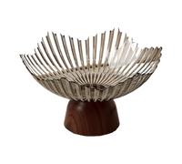 Fiocias Coupe à Fruits sur Pied, Objet Esthétique Moderne, Plateau à Fruits Décoratif, Porte-collations Multifonctionnel, Assiette Décorative En PET pour Le P, Gris clair