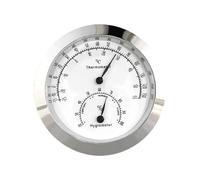 Fiocias Hygromètre Thermomètre Analogique Mécanique Métal Rond Affichage Multifonction Précision Humidité Température Adapté Guitare Salon Atelier Intérieur, Argent