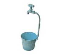 Fiocias Pot de Fleurs avec, Pot de Fleurs Vintage avec, Jardinière en Fer, Pot de Fleurs Rustique en Métal, Décoration Style Campagne Rétro, ID, Bleu