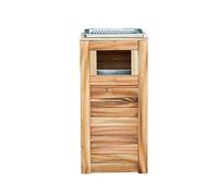 FIONEL Poubelles extérieures Poubelle extérieure en bois massif avec baril intérieur en acier inoxydable et cendrier poubelle commerciale pour parc Grande capacité