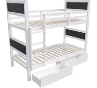 Fioren Lit empilable pour enfants - 90x200 cm - Lit surélevé avec escalier d'angle, protection contre les chutes et fenêtre - Lit pour enfants - Lit pour jeunes enfants