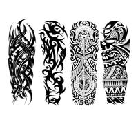 Fiorky Autocollant de tatouage pour bras complet élégant 3D imperméable faux tatouages temporaire pour hommes femmes adultes pour garçons filles couples kits de tatouage