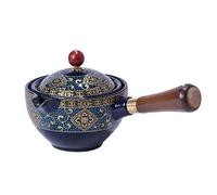 Fiorky Service à thé chinois portable 190 ml Gongfu Kung Fu Théière rotative à 360° Théière en céramique Infuseur Semi-automatique Poignée en bois Pot Tasse pour la maison, le bureau, les voyages