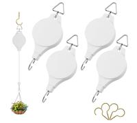 Fippy Lot de 4 poulies de panier suspendu, poulies réglables pour plantes suspendues, poulies de suspension rétractables pour suspendre des paniers de plantes, mangeoire à oiseaux, lumière de