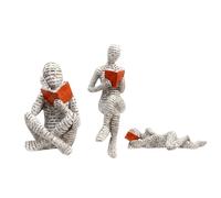 FIQLUL Lot de 3 Statuette Décoration Intérieur Femme qui Lit, Sculpture Moderne en Résine pour Bibliothèque, Objet Décoration Design pour Bureau, Salon et Chambre, Idée Cadeau Lecteur - Blanc