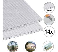 Fiqops 14x Polycarbonate alvéolaire Plaque alvéolaire double paroi Plaque de serre 4mm 10,25 m²