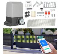 Fiqops 370W Motorisation Portail Coulissant max 800KG, Bluetooth WIFI Moteur Électrique de Portail Automatique avec 2 Télécommandes with 4M crémaillères for Garden, Garage Door