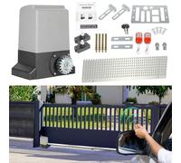Fiqops 550W Motorisation Portail Coulissant max 1200KG with 4M crémaillères, Moteur Électrique de Portail Automatique avec 2 Télécommandes for Garden, Garage Door