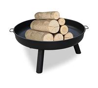 Fiqops Brasero Φ82,5 cm, brasero en fer, bol en métal avec poignées et pieds amovibles, de haute qualité pour jardin, fêtes d'été, feu confortable, acier