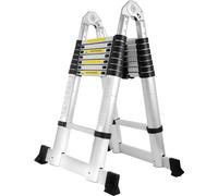 Fiqops Escabeau télescopique Escabeau pliant polyvalent jusqu'à 150kg Escabeau multifonctionnel 2.5+2.5m 5M