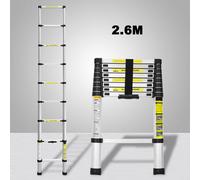 Fiqops Escabeau télescopique Escabeau pliant Stabil Aluminium Escabeau jusqu'à 150kg 2,6m Argent sans crochet