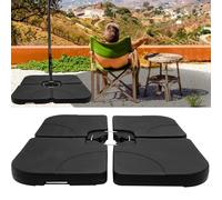 Fiqops Pied de parasol Support de parasol 160kg Poids de parasol 4 pièces, Pied de parasol de marché pour parasol déporté Croix de sol noir - remplissable avec de l'eau ou du sable, 1 Pack