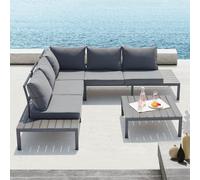 Fira salon de jardin bas 5 places en aluminium gris foncé