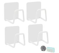 Firavggu Lot de 4 Porte-éponges en Acier Inoxydable 304 - Blanc - Auto-adhésif - pour évier de Cuisine - Étanche Support pour Éponge Crochet pour éponge à Vaisselle Porte éponge évier pour Éponges