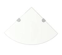 FIRBNUS 35 x 35 x 0,8 cm - Étagère d'angle en verre avec supports chromés - Étagère murale en verre trempé - Pour salon, salle de bain - Transparent