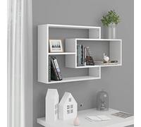 FIRBNUS Étagères murales Design 104 x 20 x 58,5 cm Étagères de chambre à coucher cubes muraux Bibliothèque étagères d'angle pour mur Bibliothèque verticale Blanc brillant