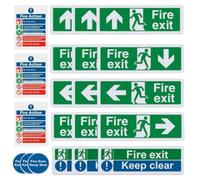 Fire Exit Sign Self Adhesive 21 Pack Safety Labels