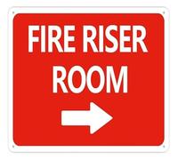 Fire Riser Room Arrow Sign For Business 12x8 Inch | Rust resistant aluminum panel pre punched holes ready to hang