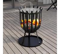 Fire Vida Brasero en Acier pour extérieur Jardin terrasse Panier à bûches à Bois pour Barbecue Plateau à Cendres Carré