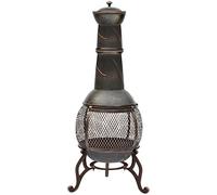 Fire Vida Cheminée d'extérieur en Acier pour Jardin, terrasse, cheminée, cheminée, Noir et Or Antique, Grande Taille