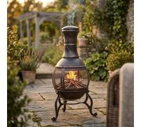 Fire Vida Cheminée en Acier pour Jardin, terrasse, Barbecue, Barbecue - Noir et Or Antique