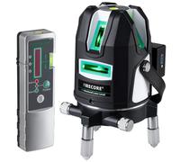 Firecore FGL-411G Niveau laser auto-nivelant à 5 lignes, niveau de chantier laser vert avec récepteur, Laser croisé rotatif avec point d'aplomb et étui de transport