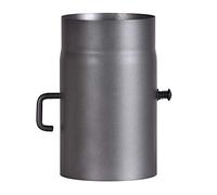 FIREFIX 1757 RD150/2D Tuyau de poêle en acier de 2 mm de diamètre pour poêle et feux, Senotherm, gris foncé, 250 mm de long avec clapet de réglage Noir