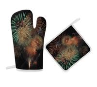 Fireworks Ensemble de gants de cuisine et maniques pour cuisine, barbecue, appartement