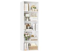FirFurd Bibliothèque 159 cm Étagère à 5 Cases de Rangement Colonne Blanche