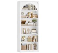 FirFurd Bibliotheque 186 cm 6 Étagères Bibliothèque Meuble de Rangement en Arc Étagere Rangement Ouverte Bibliothèques pour Salon, Bureau, Chambre 75x28x186cm Blanc