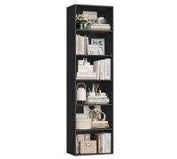 FirFurd Bibliothèque 191 cm Étagère à 6 Cases de Rangement Colonne Noire