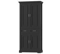 FirFurd Buffet Haut Meuble Cuisine Rangement 6 Étagères 2 Tiroir Noir | 180.5x80x40cm, Grand espace, Base surélevée, Vaisselier pour salle à manger, Salon, Armoire de salle de bain, Style classique