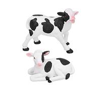 Firlar 2 Pcs Vaches Figurine Résine Animal Sculpture Artisanat Miniature Jardin Ornement Jardinage Bonsaï Décorations Vache Modèle Ornement Ferme Animal Statue Animal(Paire de Vaches Moyennes)