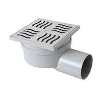 First Plast CHABS1050IN Ferme siphonique en ABS avec grille, argent (inoxydable), 100 x 100 mm