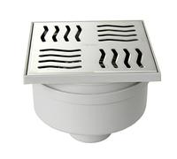 First Plast chabsv1040in-y égout sifonato en ABS avec grille inox, acier, 100 x 100 mm