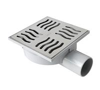 Siphonette 150x150mm sortie horizontale Ø50 - Grille inox