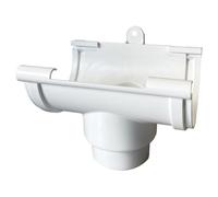 First Plast - Gouttière PVC 25 demi-ronde - Naissance centrale BI-SYSTEM PVC 25 sortie Ø80 - blanc - First Plast