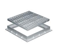 First Plast - Grilles de sol en PVC - Grille de sol PVC renforcée avec cadre anti-choc 200 x 200 mm - Résistance 32 KN - Gris -