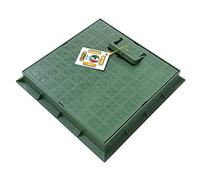 FIRST PLAST TCDPM30V Cadre avec couvercle avec poignée piétonne en PVC, vert, 300 x 300 mm