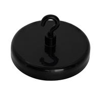 FIRST4MAGNETS Aimant de Serrage Peint en Noir Ferrite Avec Crochet M4 Pour Suspendre, Tenir Ou Afficher Des Articles - 57mm de diamètre - Put de 25kg - Pack de 20