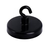 FIRST4MAGNETS Aimant de Serrage Peint en Noir Ferrite Avec Crochet M4 Pour Suspendre, Tenir Ou Afficher Des Articles - 40mm de diamètre - 10,2kg - Pack de 10