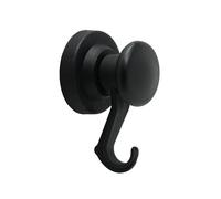 FIRST4MAGNETS Aimant en Néodyme Recouvert de Caoutchouc Noir avec Crochet Pivotant Pour Maintenir la Corde, les Fils et les Vêtements - 43mm de diamètre